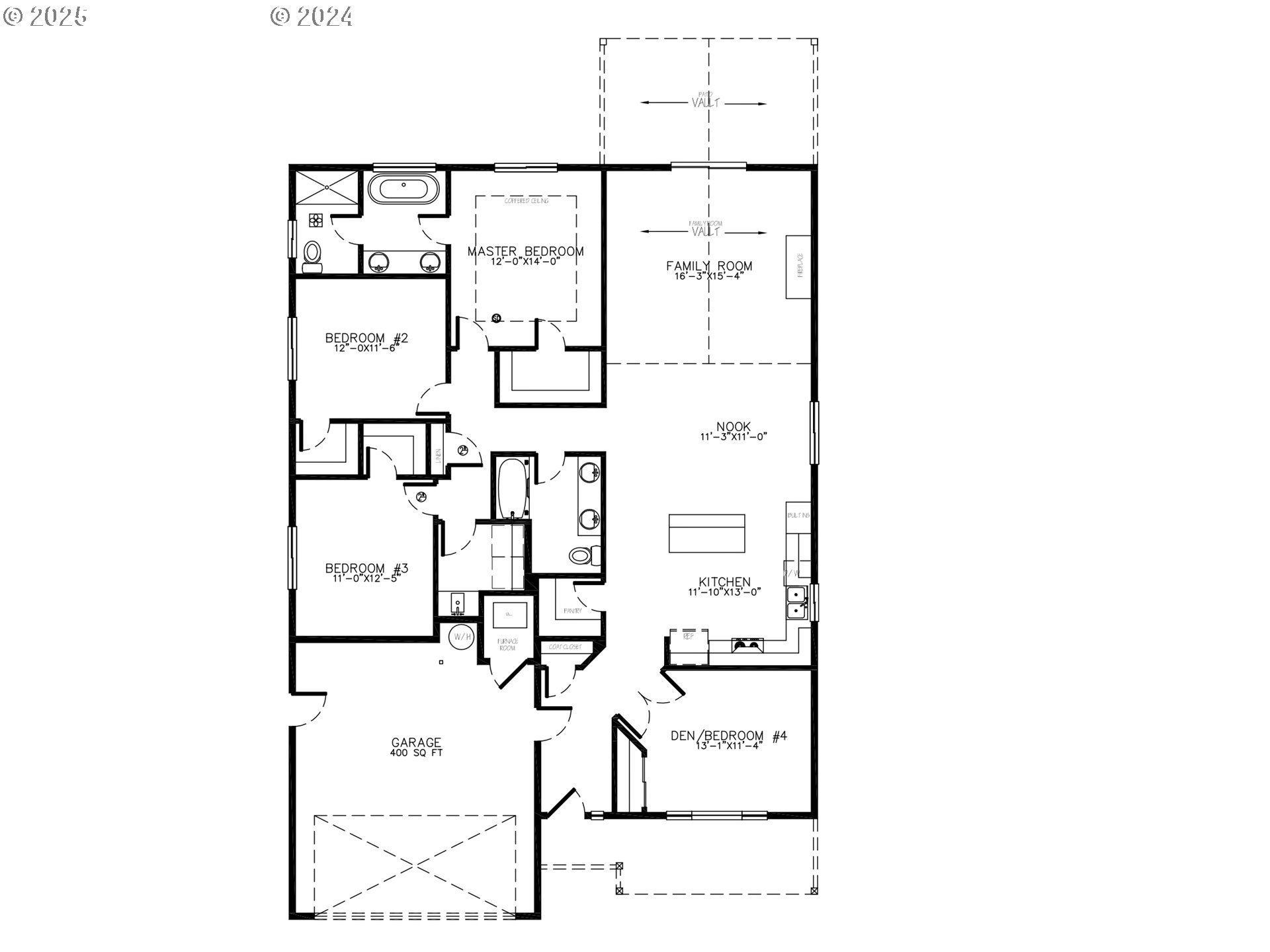 Detailed floor plan of a residential home with labeled rooms and dimensions.