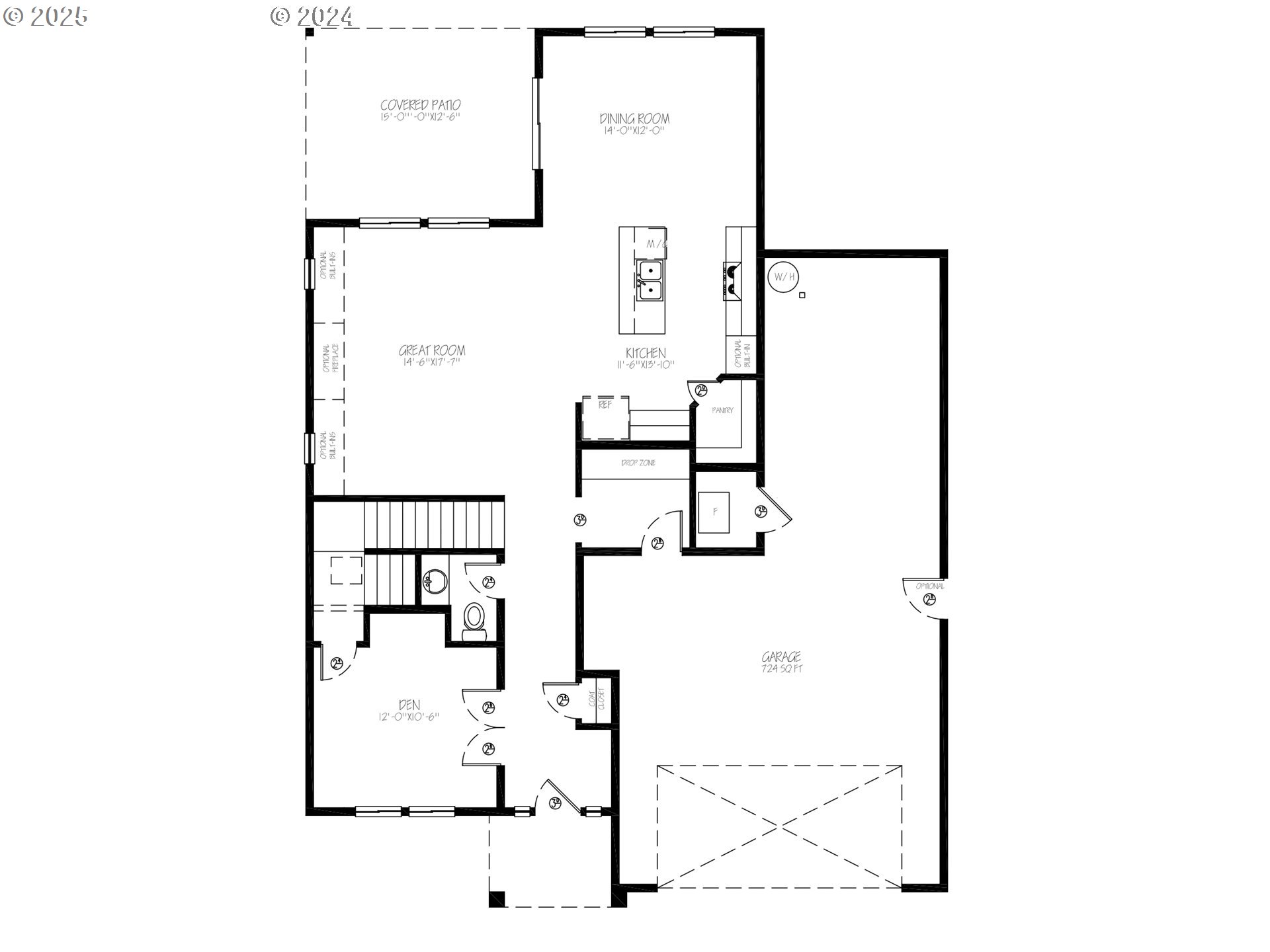 Detailed architectural floor plan of a modern house layout.