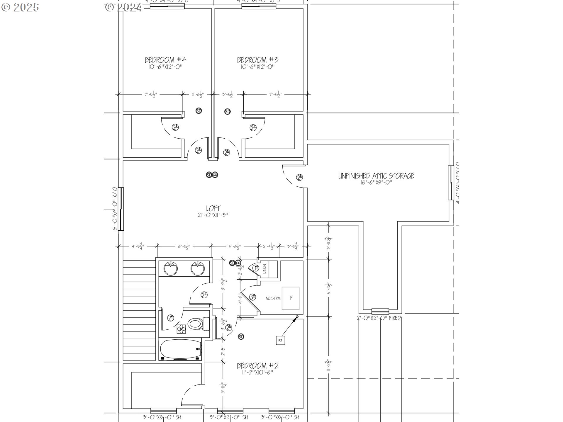 Detailed floor plan of a house with labeled rooms and measurements.